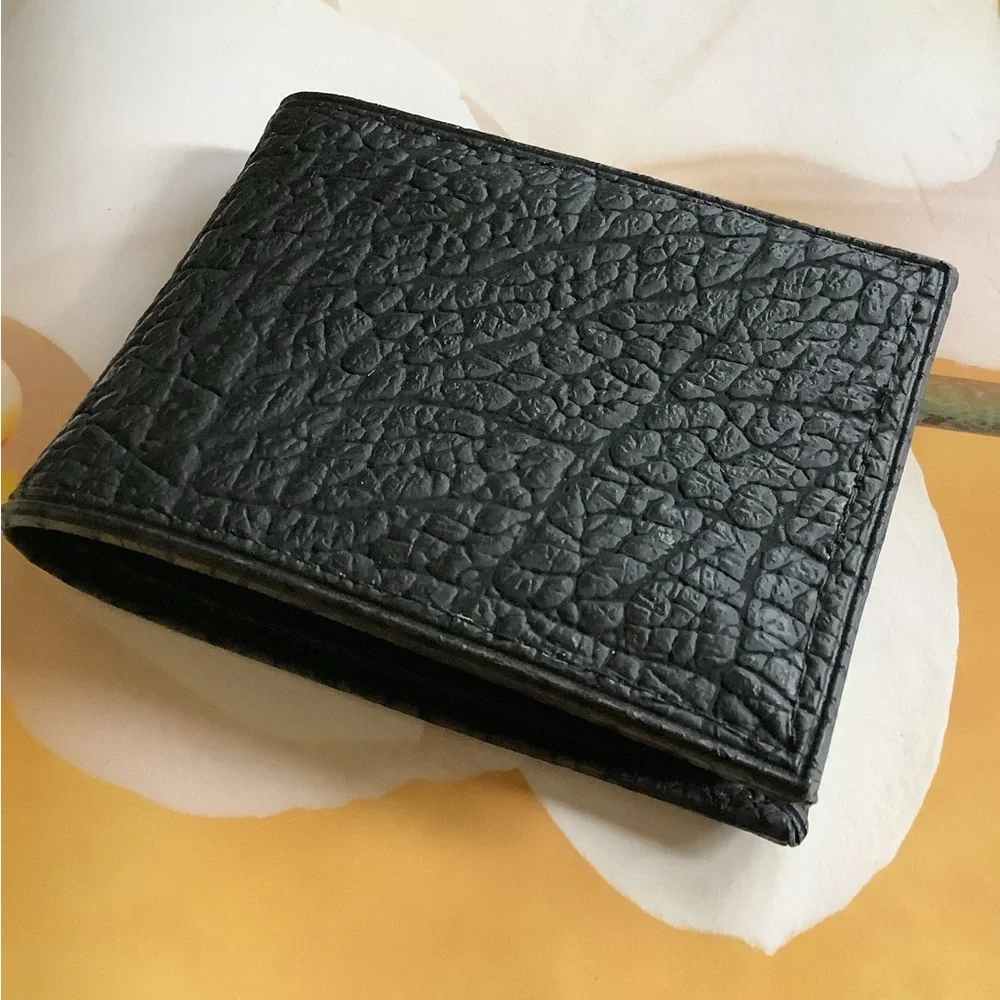 New vintage elephant hide of vitron mens black bil-fold wallet
